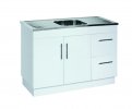 Laundry Tub With Double Drainer Polyurethane Cabinet